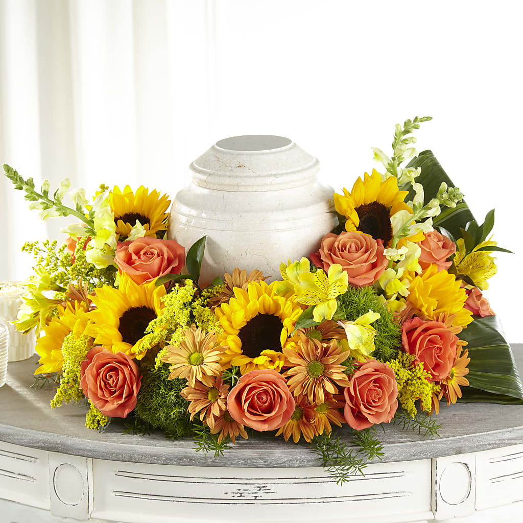 Faithful Sunflower Cremation Adornment – Maple Ridge Florist, Maple Ridge BC