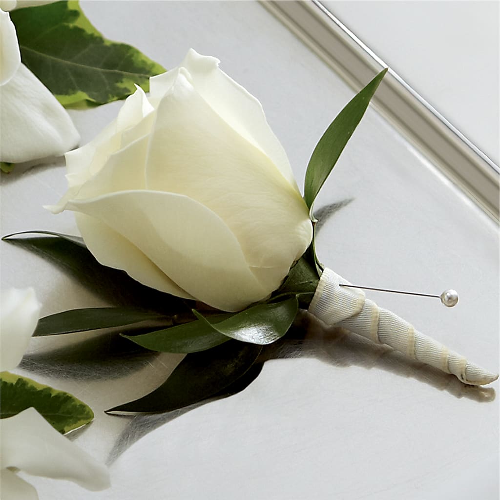 White Rose Boutonniere – Maple Ridge Florist, Maple Ridge BC