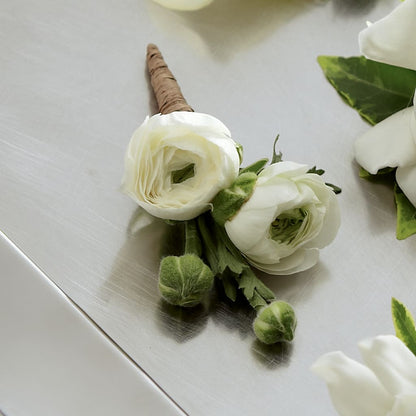 White Ranunculus Boutonniere –  Maple Ridge Florist, Maple Ridge BC